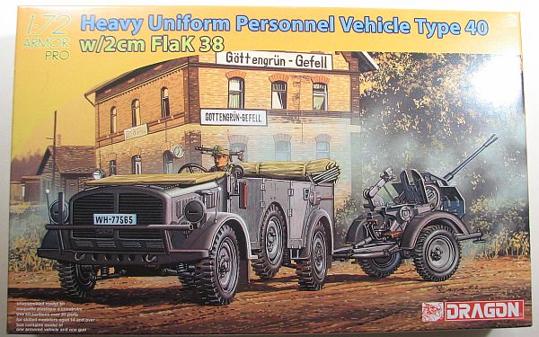 Dragon 1/72 German Heavy Uniform Personnel Vehicle Type 40 w/2cm Flak 38