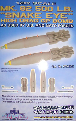 Master Details 1/32 Mk. 82 500-pound "Snake Eye" High-Drag GP Bombs