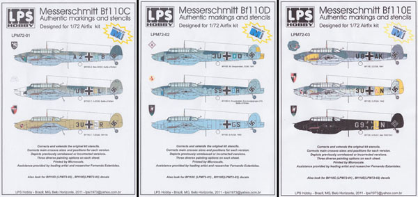 1:72 Travers Decal #72-042 Messerschmitt Bf 110C/D/E/G 