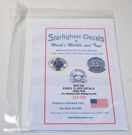 Starfighter Decals 1/500 Essex Class Decals 1958-1991