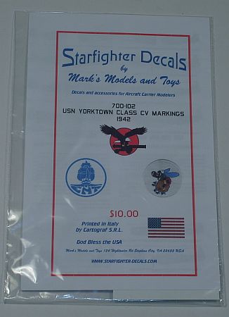 Starfighter Decals 1/700 USN Yorktown Class CV Markings 1942