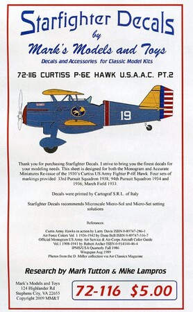 Starfighter Decals 1/72 Curtiss P-6E Part 2